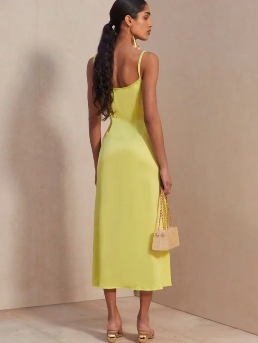 Cult Gaia Imogen Hammered Satin Floral Cutout Midi Dress Size 8 NWOT - Picture 5 of 10